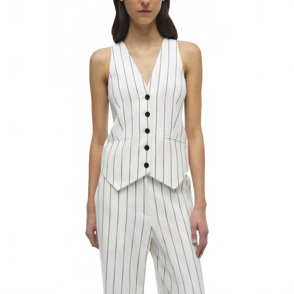NEW SIMKHAI sabina button-front vest in midnight stripe